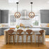 2-Light Farmhouse Chandelier Globe Wood Pendant Light
